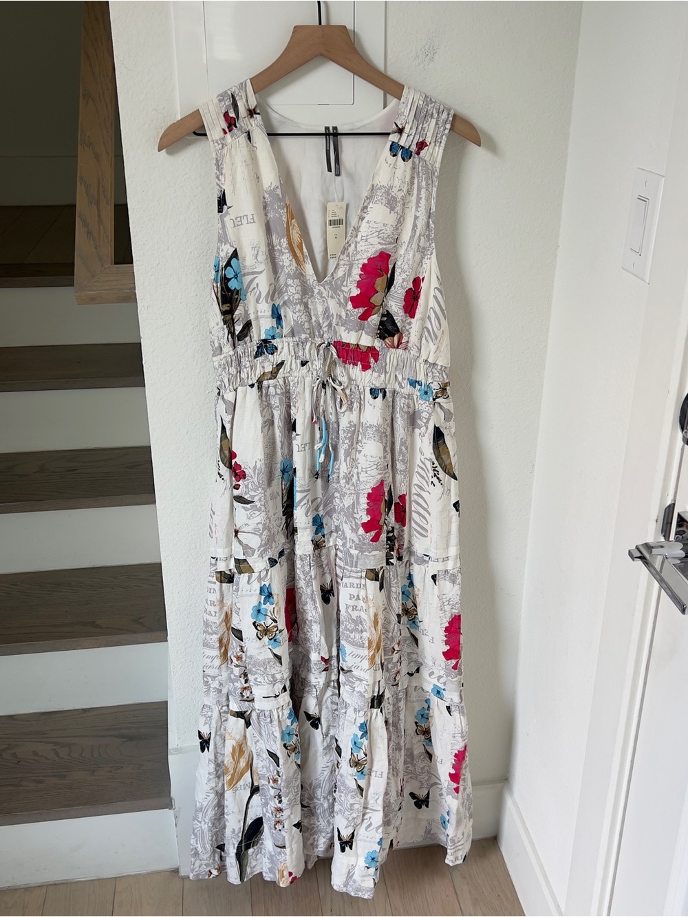 By Anthropologie Somerset Linen Blend Sleeveless Maxi Dress Neutral NWT - Picture 4 of 7